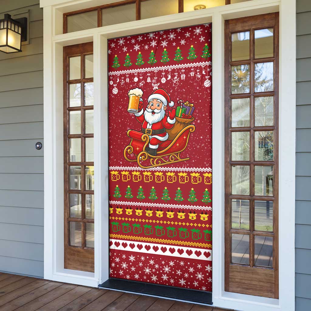 One More Night Santa Beer Christmas Door Cover Xmas Holiday Patterns - Wonder Print Shop
