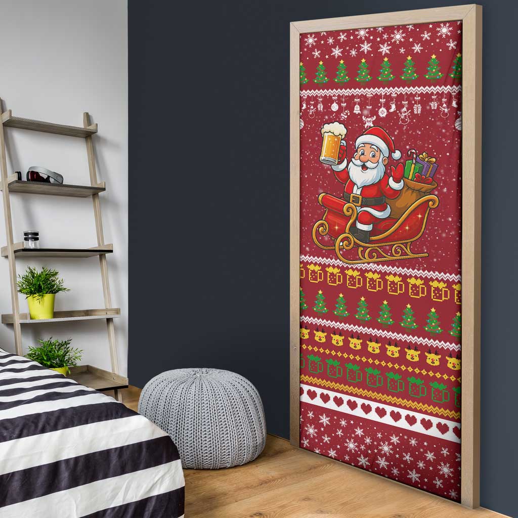 One More Night Santa Beer Christmas Door Cover Xmas Holiday Patterns - Wonder Print Shop