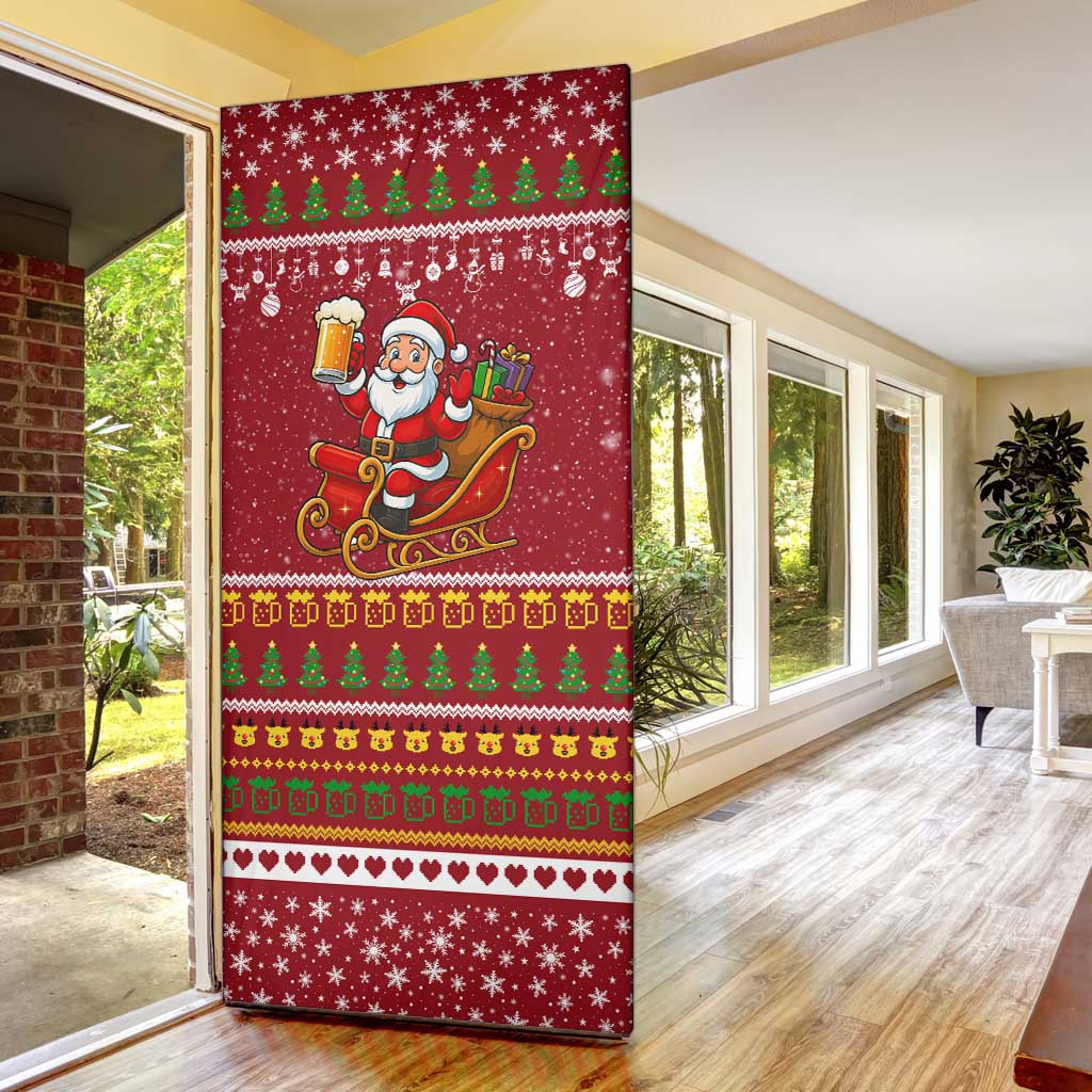 One More Night Santa Beer Christmas Door Cover Xmas Holiday Patterns - Wonder Print Shop