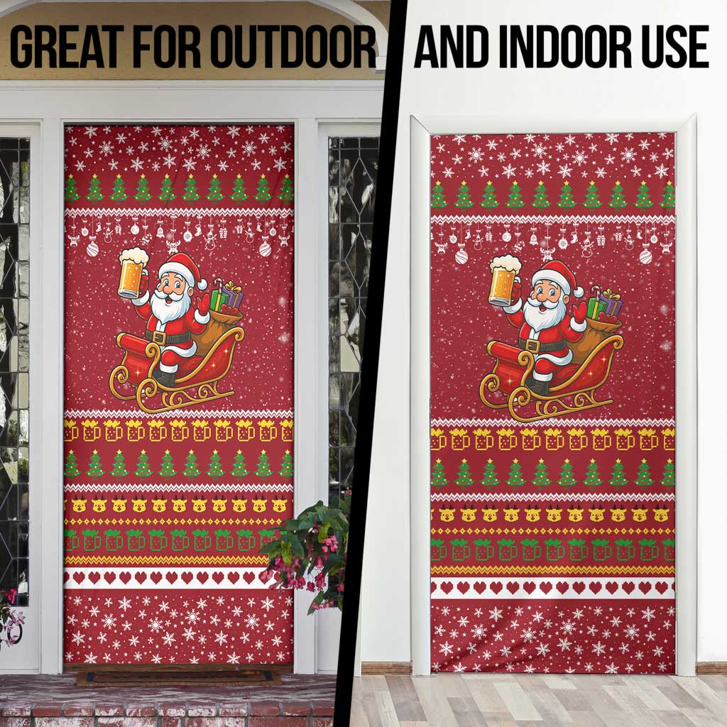 One More Night Santa Beer Christmas Door Cover Xmas Holiday Patterns - Wonder Print Shop