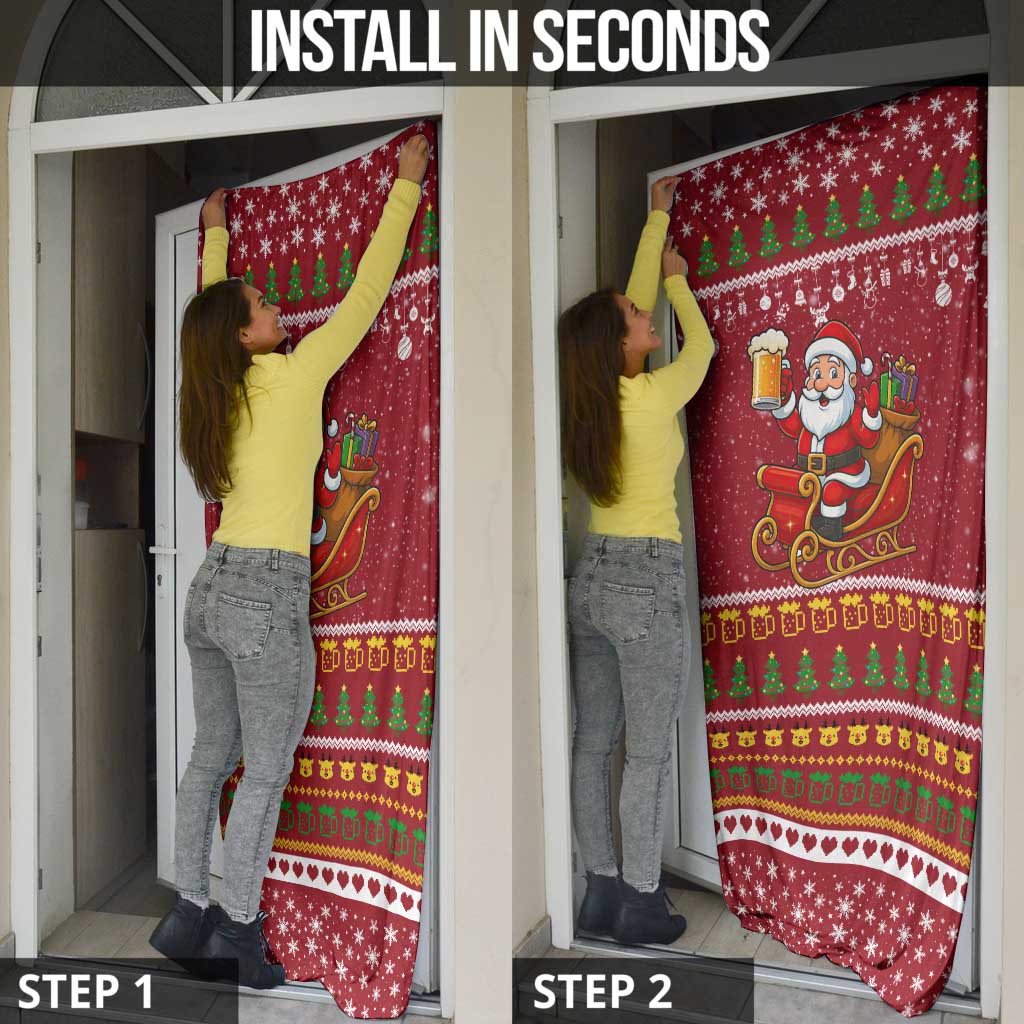 One More Night Santa Beer Christmas Door Cover Xmas Holiday Patterns - Wonder Print Shop