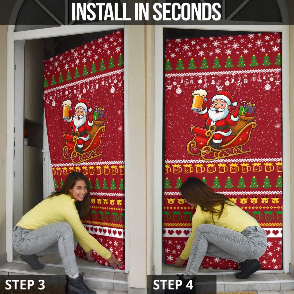One More Night Santa Beer Christmas Door Cover Xmas Holiday Patterns - Wonder Print Shop
