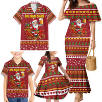 One More Night Santa Beer Christmas Family Matching Mermaid Dress and Hawaiian Shirt Xmas Holiday Patterns - Wonder Print Shop