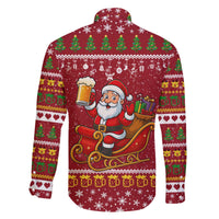 One More Night Santa Beer Christmas Family Matching Off The Shoulder Long Sleeve Dress and Hawaiian Shirt Xmas Holiday Patterns - Wonder Print Shop