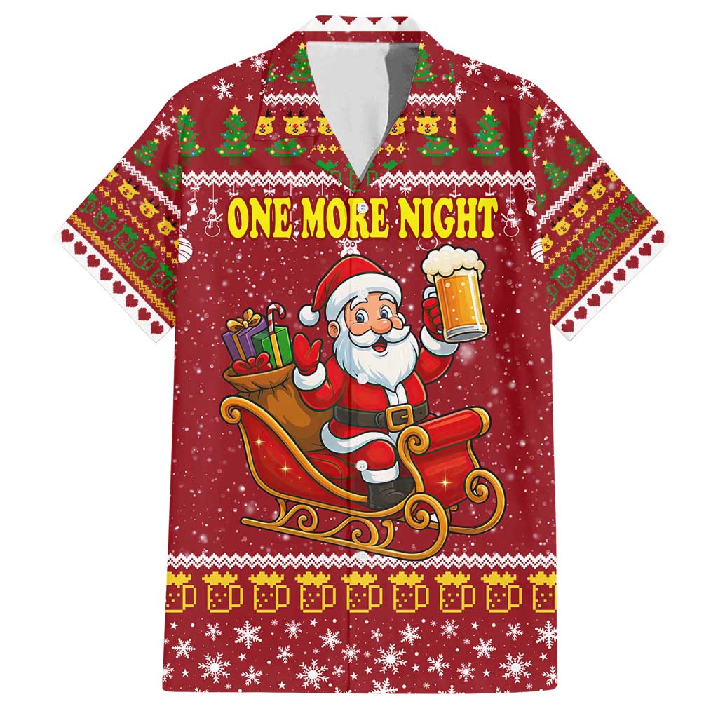 One More Night Santa Beer Christmas Family Matching Off Shoulder Short Dress and Hawaiian Shirt Xmas Holiday Patterns - Wonder Print Shop