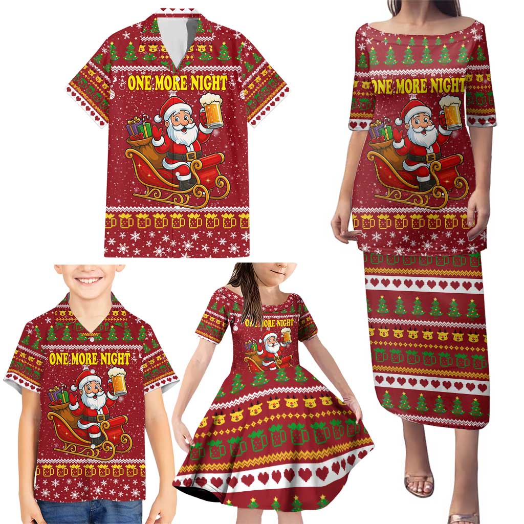 One More Night Santa Beer Christmas Family Matching Puletasi and Hawaiian Shirt Xmas Holiday Patterns - Wonder Print Shop