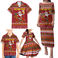 One More Night Santa Beer Christmas Family Matching Puletasi and Hawaiian Shirt Xmas Holiday Patterns - Wonder Print Shop