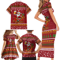 One More Night Santa Beer Christmas Family Matching Short Sleeve Bodycon Dress and Hawaiian Shirt Xmas Holiday Patterns - Wonder Print Shop