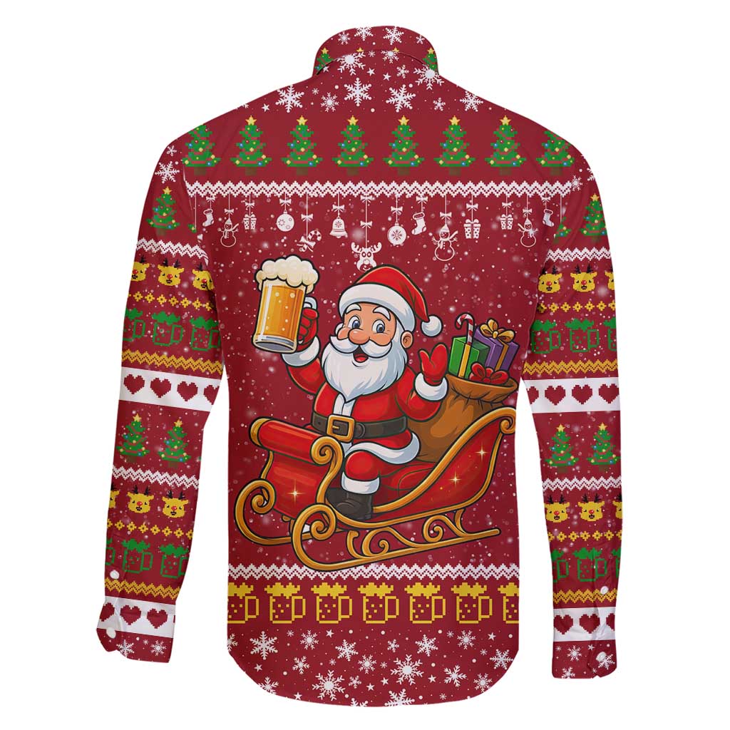 One More Night Santa Beer Christmas Family Matching Short Sleeve Bodycon Dress and Hawaiian Shirt Xmas Holiday Patterns - Wonder Print Shop