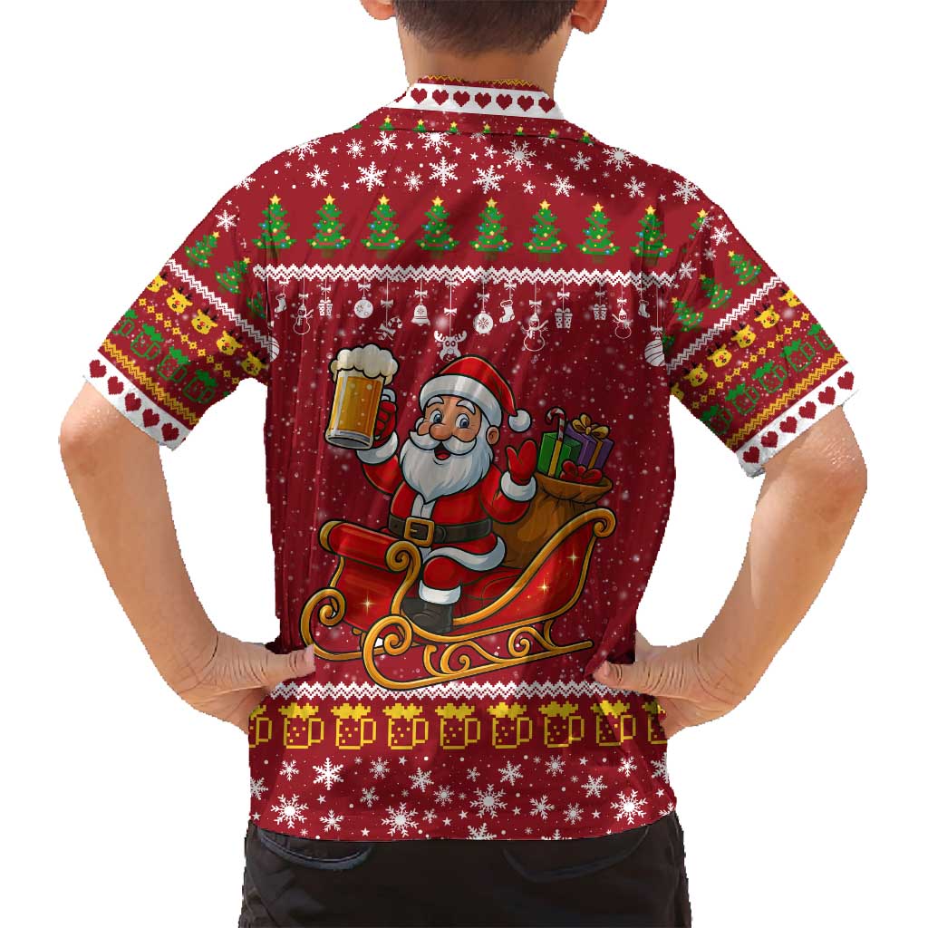 One More Night Santa Beer Christmas Family Matching Summer Maxi Dress and Hawaiian Shirt Xmas Holiday Patterns - Wonder Print Shop