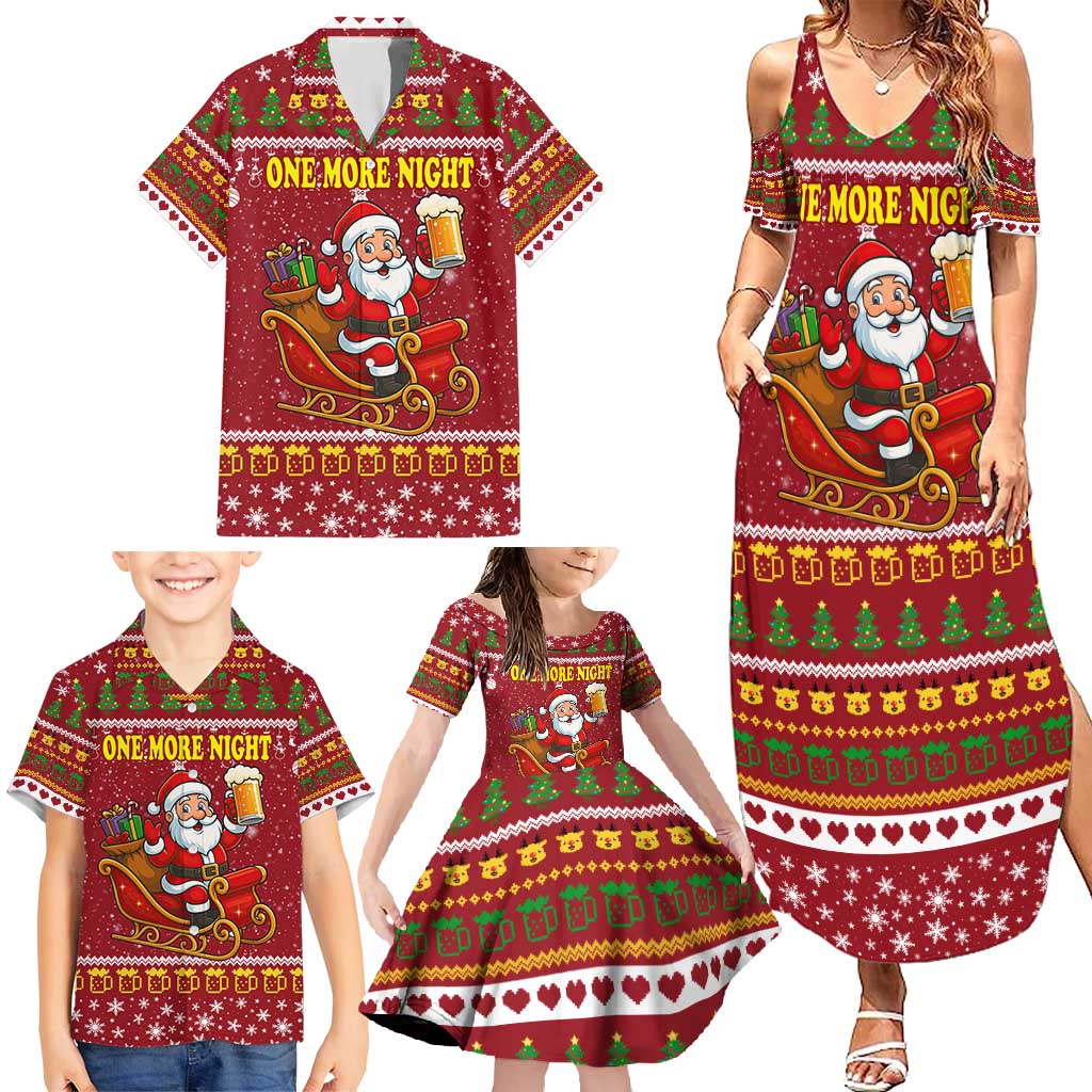 One More Night Santa Beer Christmas Family Matching Summer Maxi Dress and Hawaiian Shirt Xmas Holiday Patterns - Wonder Print Shop