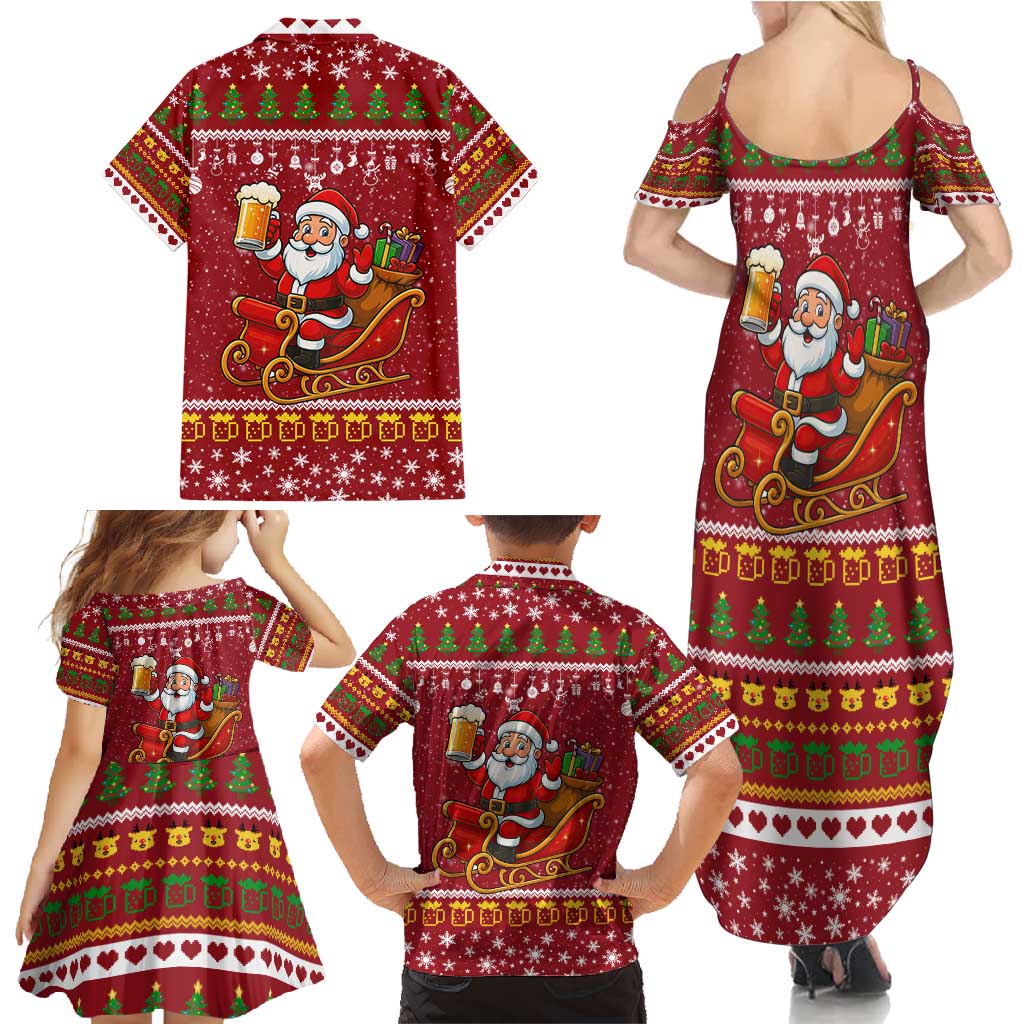 One More Night Santa Beer Christmas Family Matching Summer Maxi Dress and Hawaiian Shirt Xmas Holiday Patterns - Wonder Print Shop