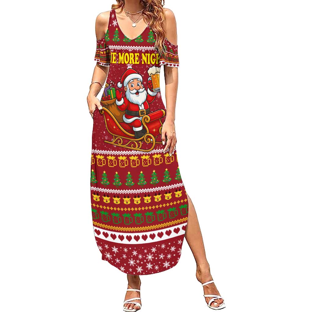 One More Night Santa Beer Christmas Family Matching Summer Maxi Dress and Hawaiian Shirt Xmas Holiday Patterns - Wonder Print Shop