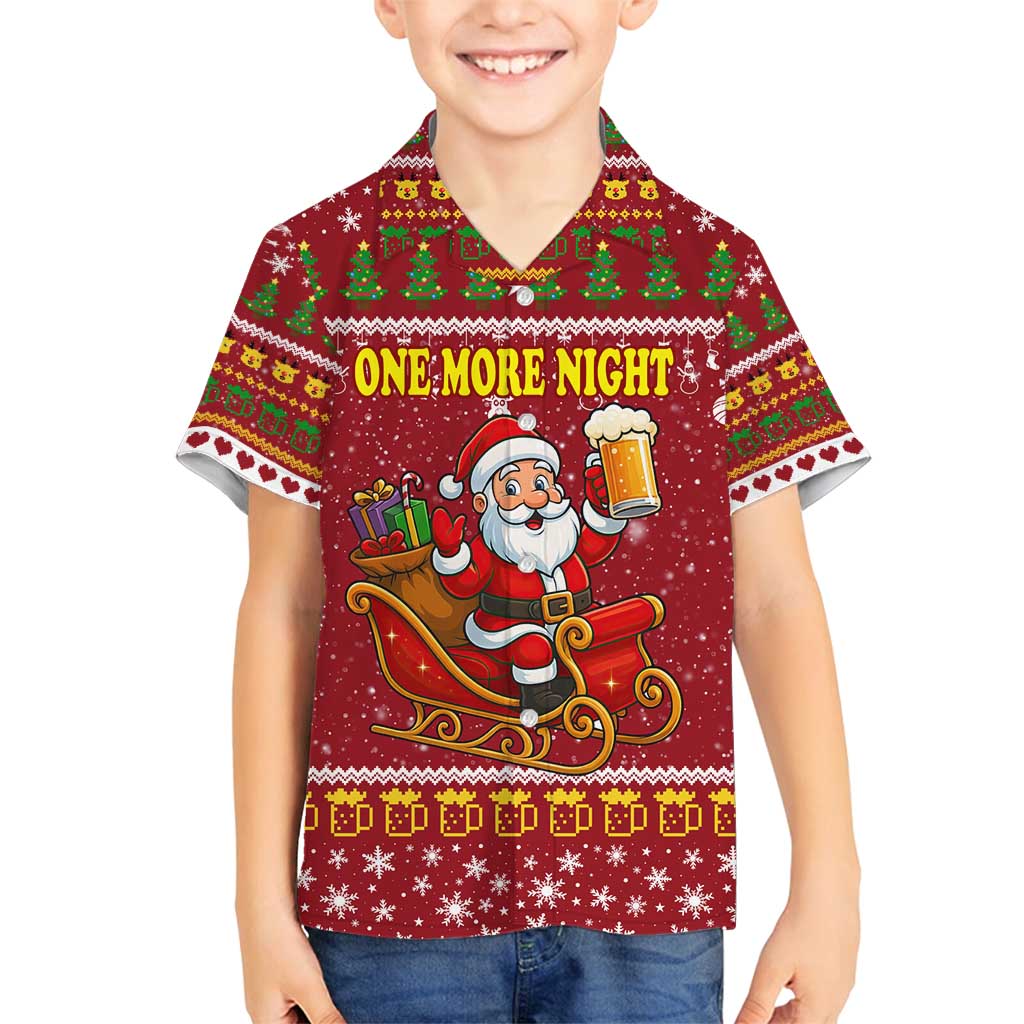 One More Night Santa Beer Christmas Family Matching Summer Maxi Dress and Hawaiian Shirt Xmas Holiday Patterns - Wonder Print Shop