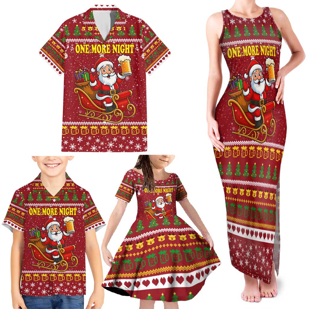 One More Night Santa Beer Christmas Family Matching Tank Maxi Dress and Hawaiian Shirt Xmas Holiday Patterns - Wonder Print Shop