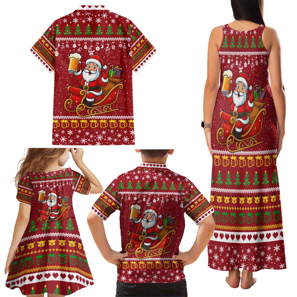 One More Night Santa Beer Christmas Family Matching Tank Maxi Dress and Hawaiian Shirt Xmas Holiday Patterns - Wonder Print Shop