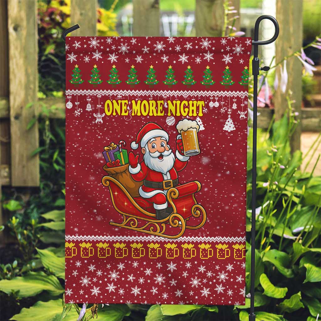 One More Night Santa Beer Christmas Garden Flag Xmas Holiday Patterns - Wonder Print Shop