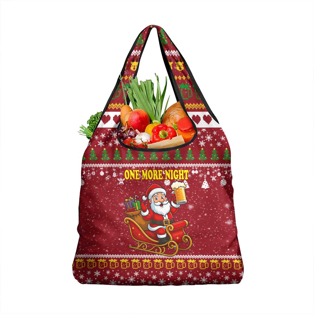 One More Night Santa Beer Christmas Grocery Bag Xmas Holiday Patterns - Wonder Print Shop