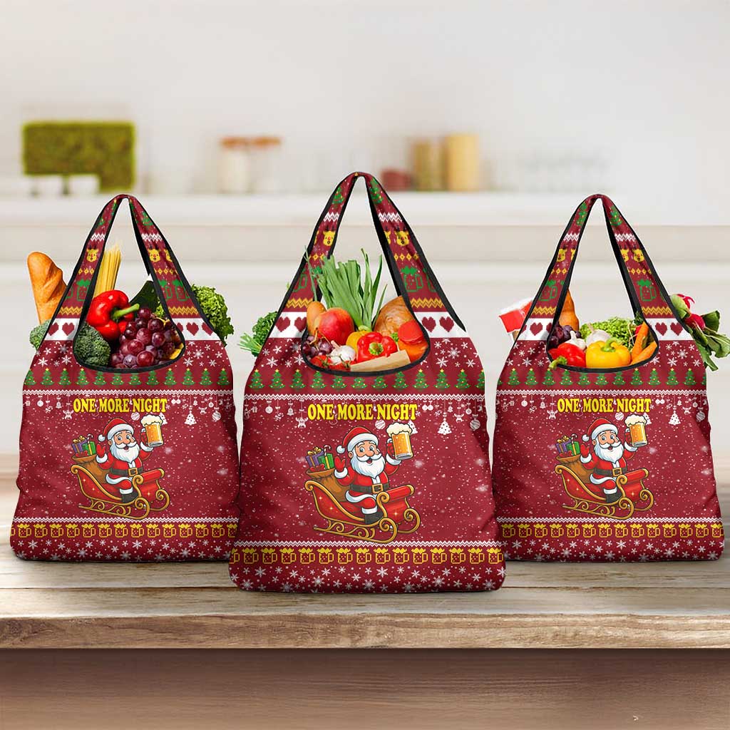 One More Night Santa Beer Christmas Grocery Bag Xmas Holiday Patterns - Wonder Print Shop