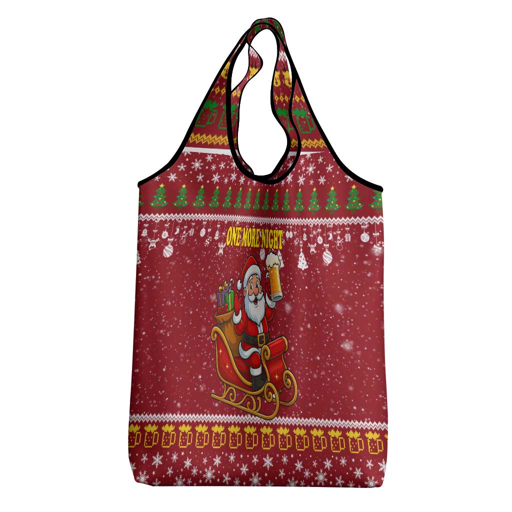 One More Night Santa Beer Christmas Grocery Bag Xmas Holiday Patterns - Wonder Print Shop