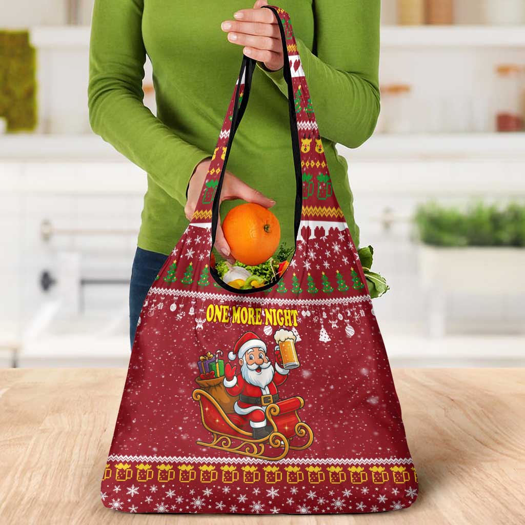 One More Night Santa Beer Christmas Grocery Bag Xmas Holiday Patterns - Wonder Print Shop
