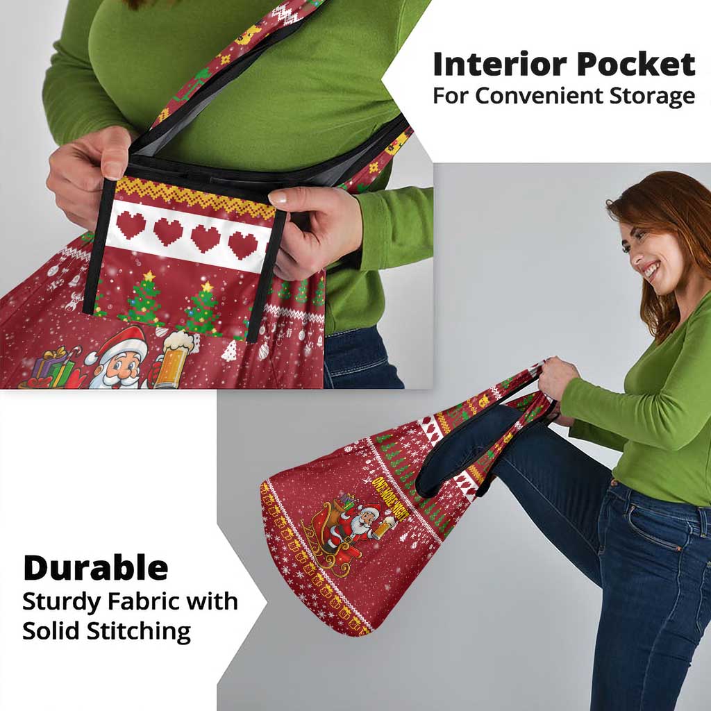 One More Night Santa Beer Christmas Grocery Bag Xmas Holiday Patterns - Wonder Print Shop