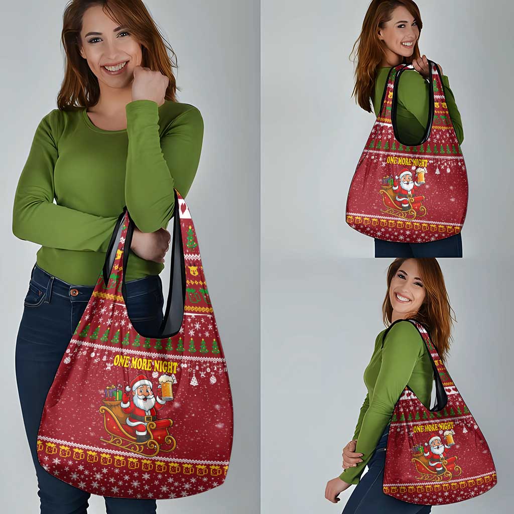 One More Night Santa Beer Christmas Grocery Bag Xmas Holiday Patterns - Wonder Print Shop
