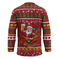 One More Night Santa Beer Christmas Hockey Jersey Xmas Holiday Patterns - Wonder Print Shop