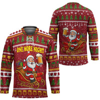 One More Night Santa Beer Christmas Hockey Jersey Xmas Holiday Patterns - Wonder Print Shop