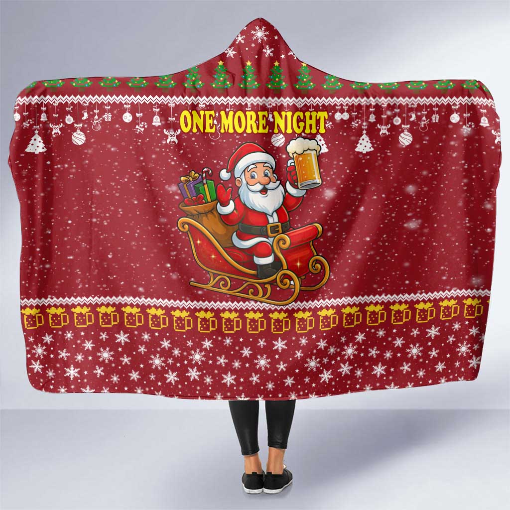One More Night Santa Beer Christmas Hooded Blanket Xmas Holiday Patterns - Wonder Print Shop