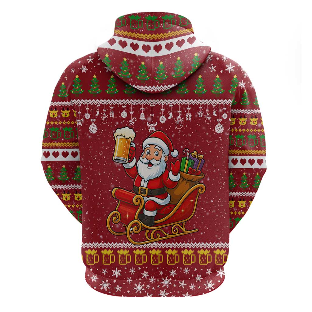 One More Night Santa Beer Christmas Hoodie Xmas Holiday Patterns - Wonder Print Shop