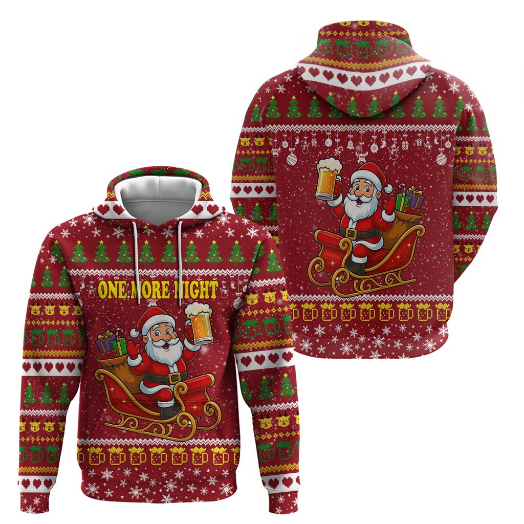 One More Night Santa Beer Christmas Hoodie Xmas Holiday Patterns - Wonder Print Shop