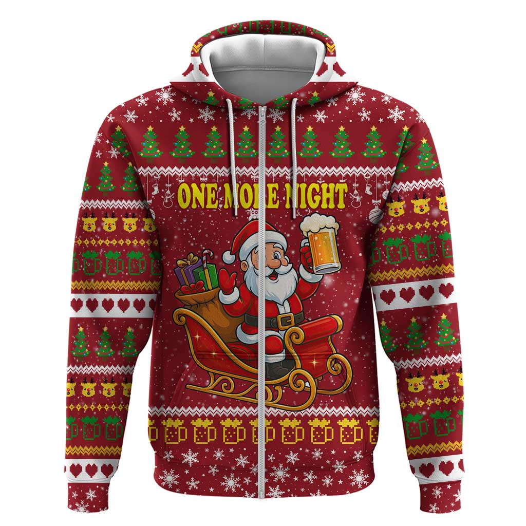One More Night Santa Beer Christmas Hoodie Xmas Holiday Patterns - Wonder Print Shop