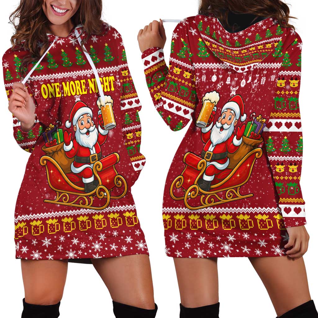 One More Night Santa Beer Christmas Hoodie Dress Xmas Holiday Patterns - Wonder Print Shop