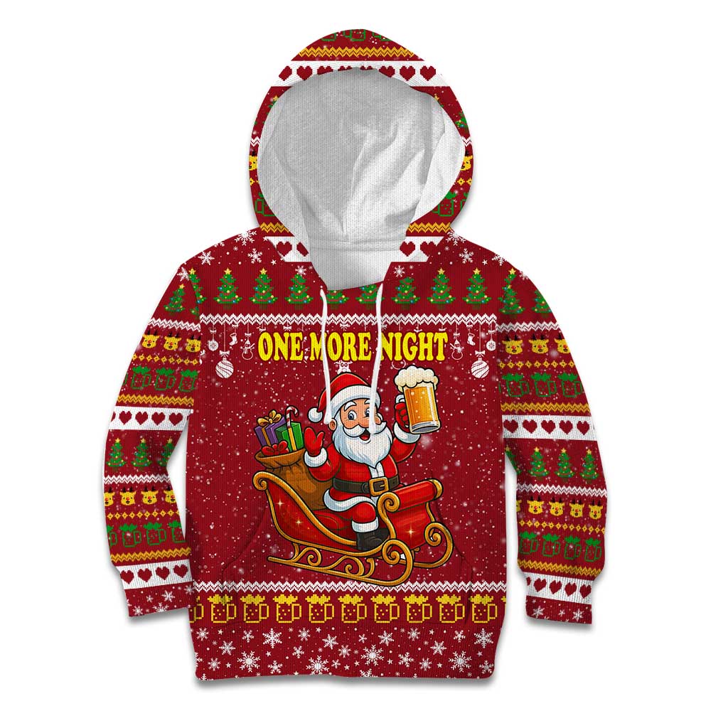 One More Night Santa Beer Christmas Kid Hoodie Xmas Holiday Patterns - Wonder Print Shop