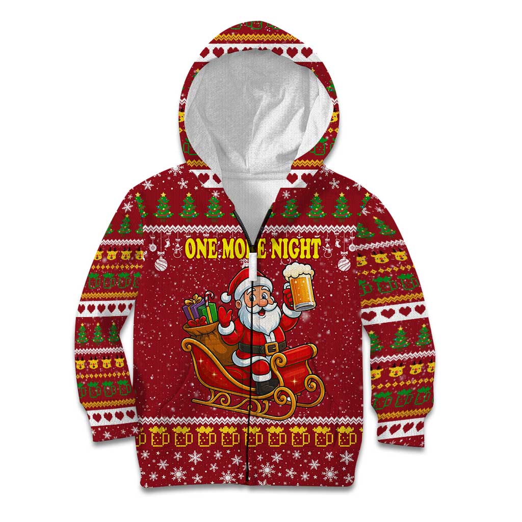 One More Night Santa Beer Christmas Kid Hoodie Xmas Holiday Patterns - Wonder Print Shop