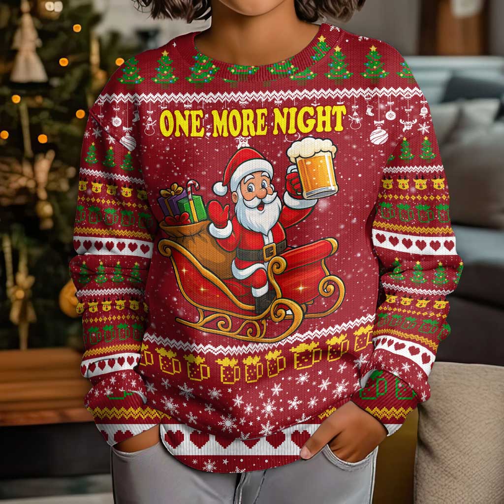 One More Night Santa Beer Christmas Kid Ugly Christmas Sweater Xmas Holiday Patterns - Wonder Print Shop