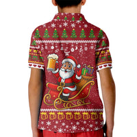 One More Night Santa Beer Christmas Kid Polo Shirt Xmas Holiday Patterns - Wonder Print Shop