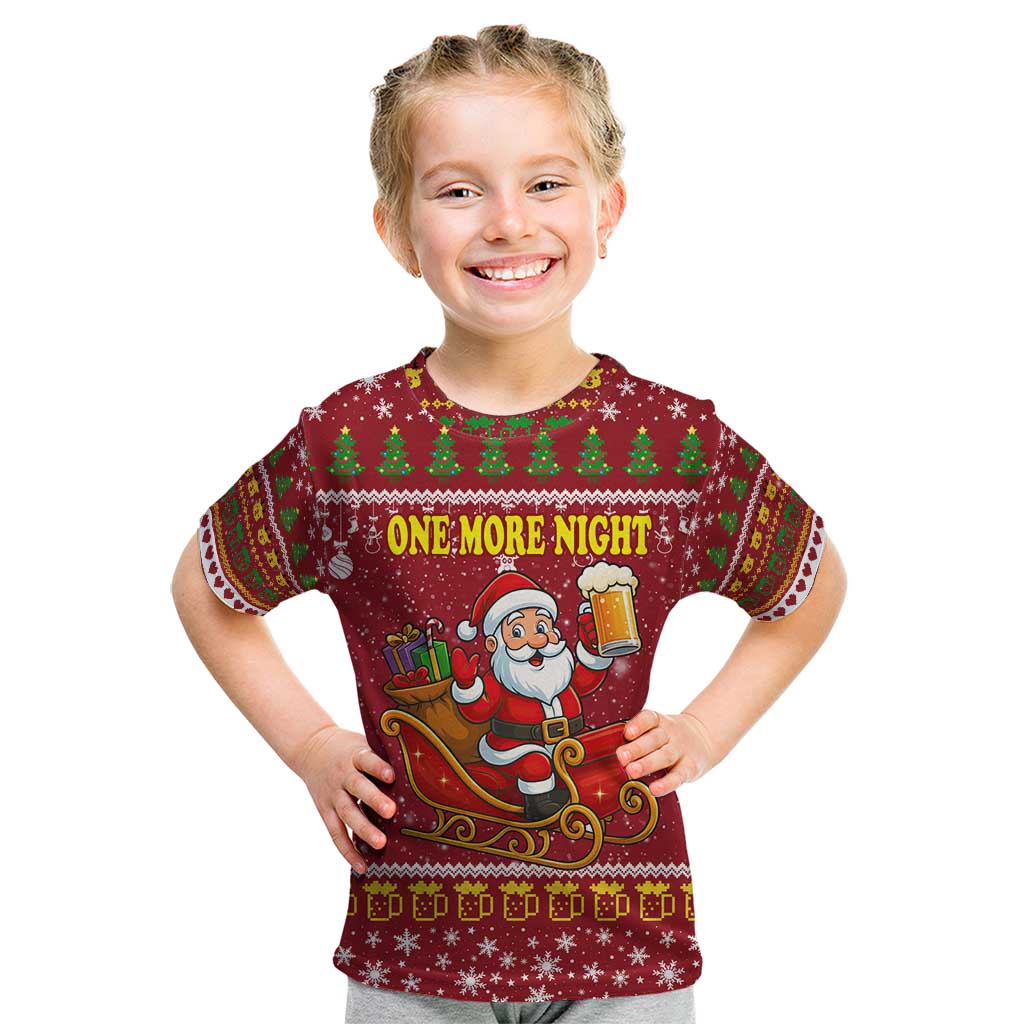 One More Night Santa Beer Christmas Kid T Shirt Xmas Holiday Patterns - Wonder Print Shop