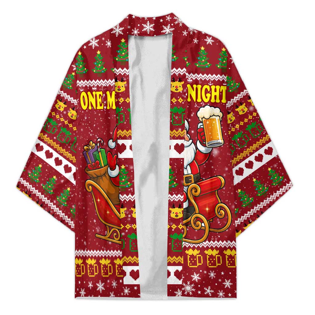 One More Night Santa Beer Christmas Kimono Xmas Holiday Patterns - Wonder Print Shop