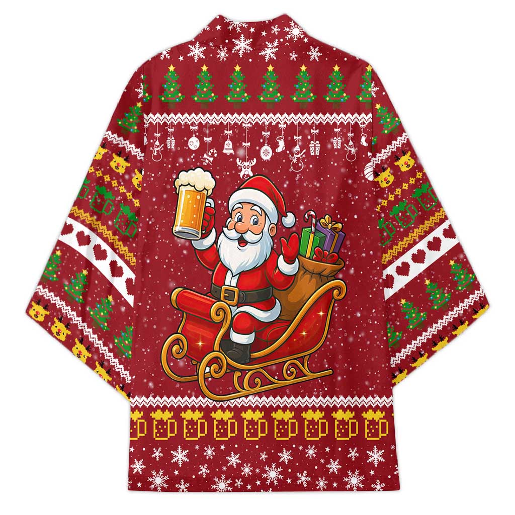 One More Night Santa Beer Christmas Kimono Xmas Holiday Patterns - Wonder Print Shop