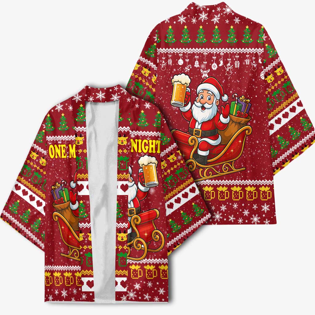 One More Night Santa Beer Christmas Kimono Xmas Holiday Patterns - Wonder Print Shop