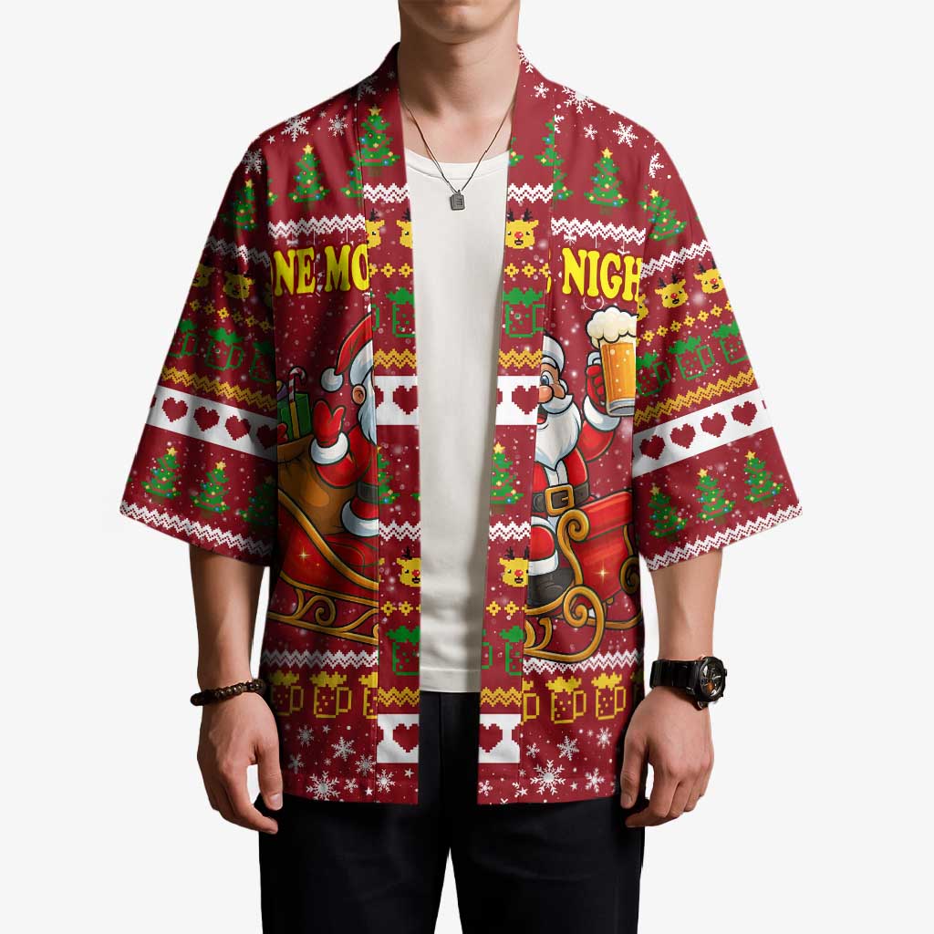 One More Night Santa Beer Christmas Kimono Xmas Holiday Patterns - Wonder Print Shop