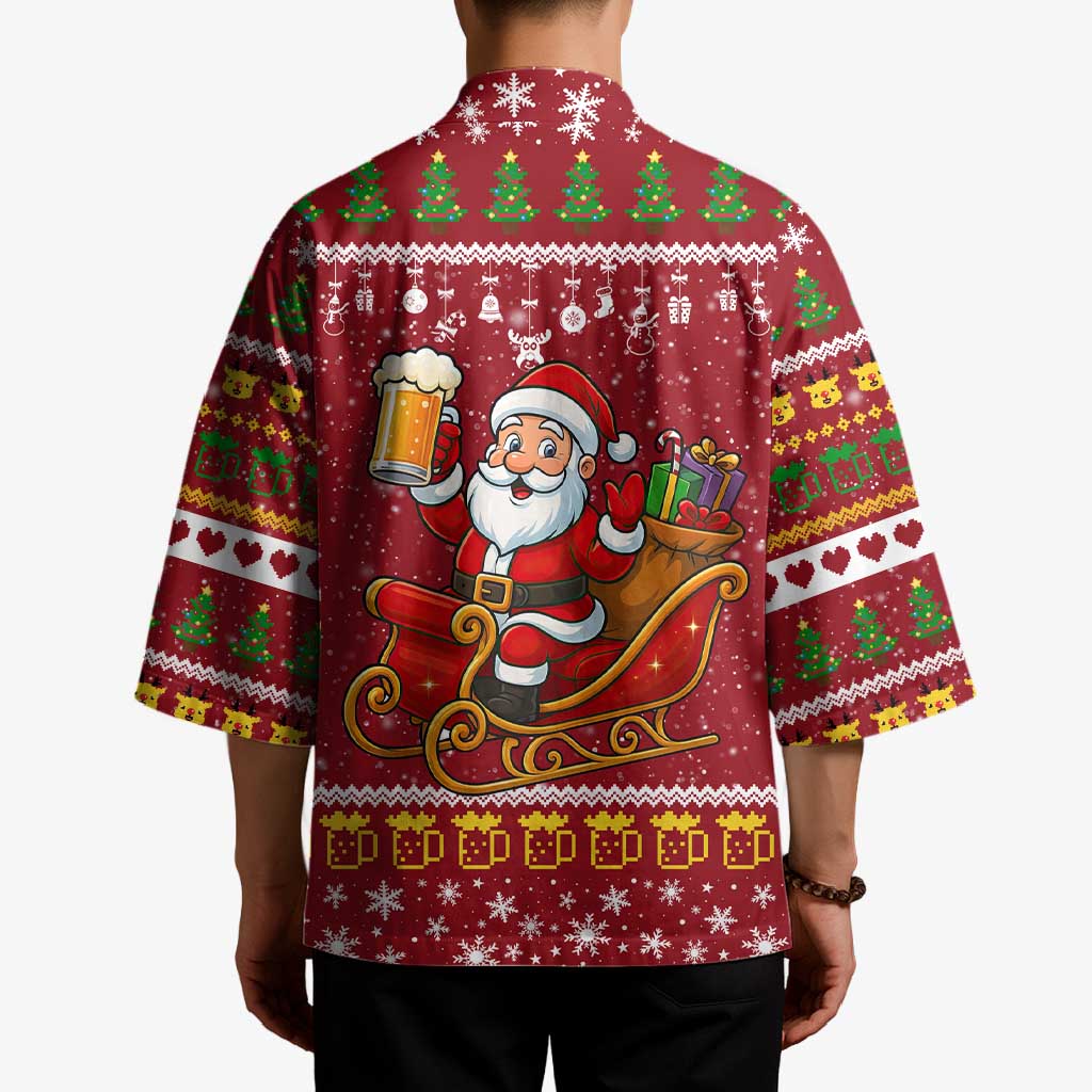 One More Night Santa Beer Christmas Kimono Xmas Holiday Patterns - Wonder Print Shop