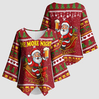 One More Night Santa Beer Christmas Kimono Sleeve Blouse Xmas Holiday Patterns - Wonder Print Shop