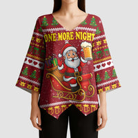 One More Night Santa Beer Christmas Kimono Sleeve Blouse Xmas Holiday Patterns - Wonder Print Shop