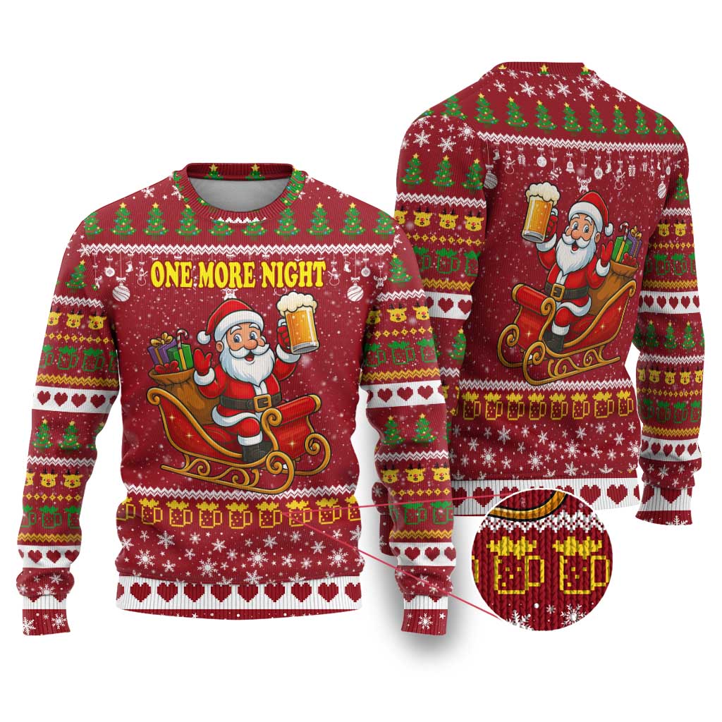 One More Night Santa Beer Christmas Ugly Christmas Sweater Xmas Holiday Patterns - Wonder Print Shop