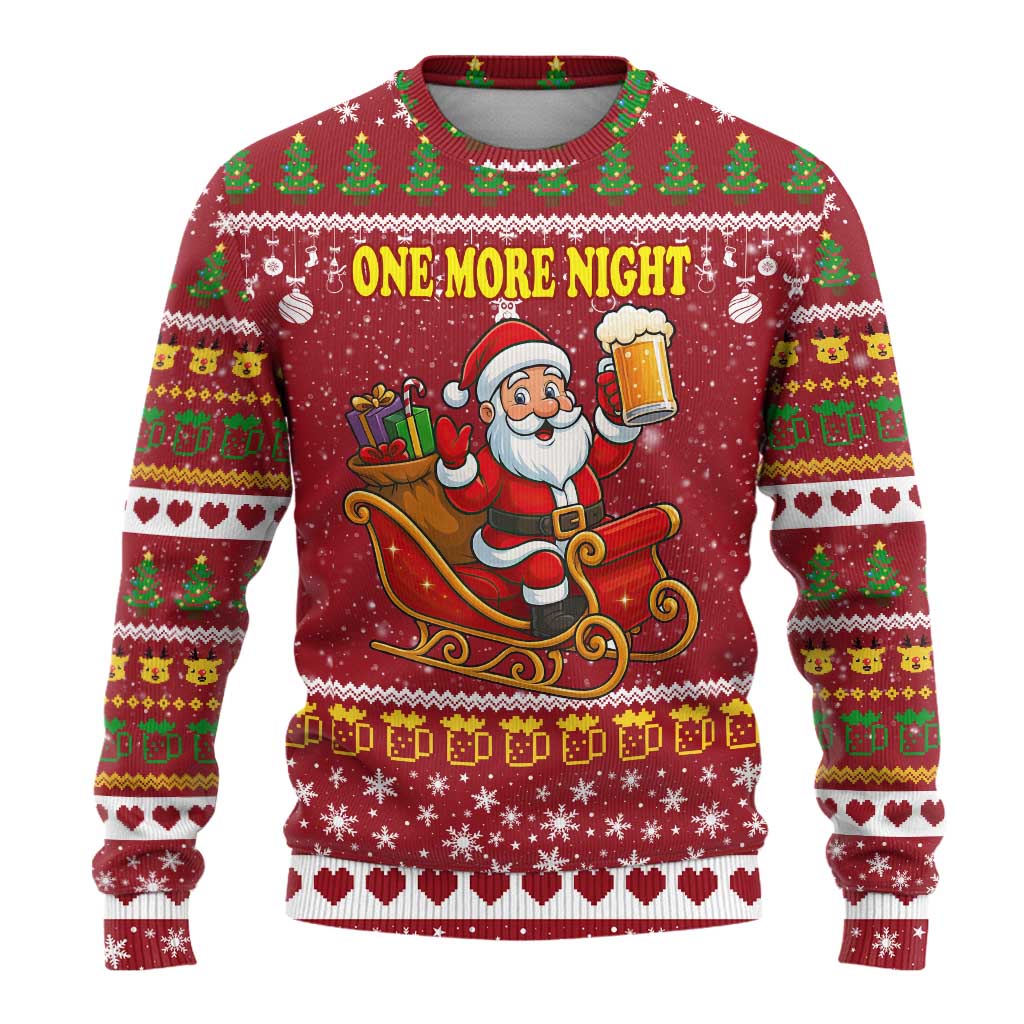 One More Night Santa Beer Christmas Ugly Christmas Sweater Xmas Holiday Patterns - Wonder Print Shop