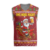 One More Night Santa Beer Christmas Knitted V-Neck Vest Xmas Holiday Patterns - Wonder Print Shop