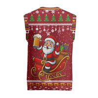 One More Night Santa Beer Christmas Knitted V-Neck Vest Xmas Holiday Patterns - Wonder Print Shop